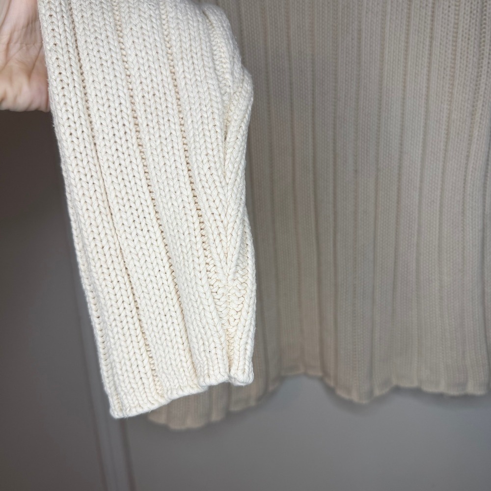 Lands End Cream Ribbed Mock Neck Long Sleeve Sweater Size L 14-16 - Picture 2 of 8